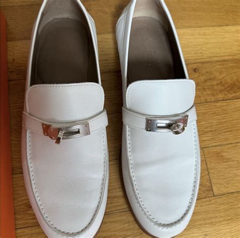 all white hermes loafers|Hermes kelly loafer.